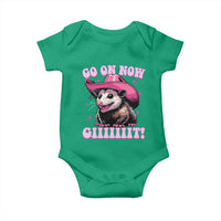 Cowboy Opossum Go On Now Git Baby Onesie Funny Possum Pink Cowgirl Hat Western Wild West - Wonder Print Shop
