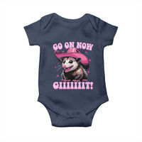 Cowboy Opossum Go On Now Git Baby Onesie Funny Possum Pink Cowgirl Hat Western Wild West - Wonder Print Shop