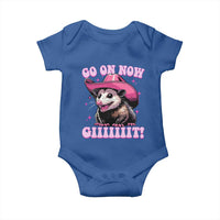 Cowboy Opossum Go On Now Git Baby Onesie Funny Possum Pink Cowgirl Hat Western Wild West - Wonder Print Shop