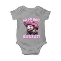Cowboy Opossum Go On Now Git Baby Onesie Funny Possum Pink Cowgirl Hat Western Wild West - Wonder Print Shop