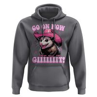 Cowboy Opossum Go On Now Git Hoodie Funny Possum Pink Cowgirl Hat Western Wild West - Wonder Print Shop