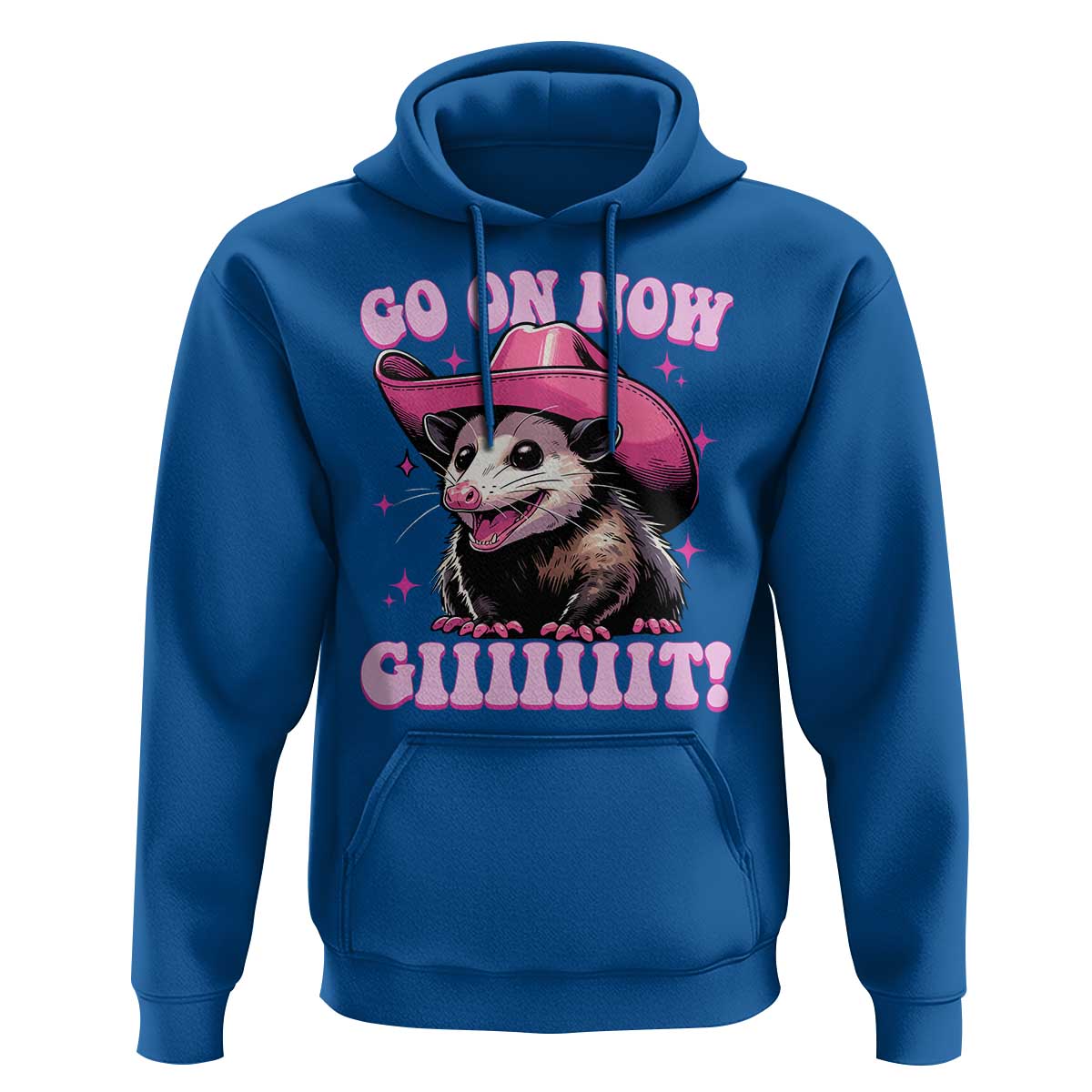 Cowboy Opossum Go On Now Git Hoodie Funny Possum Pink Cowgirl Hat Western Wild West - Wonder Print Shop