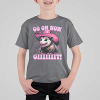 Cowboy Opossum Go On Now Git T Shirt For Kid Funny Possum Pink Cowgirl Hat Western Wild West - Wonder Print Shop