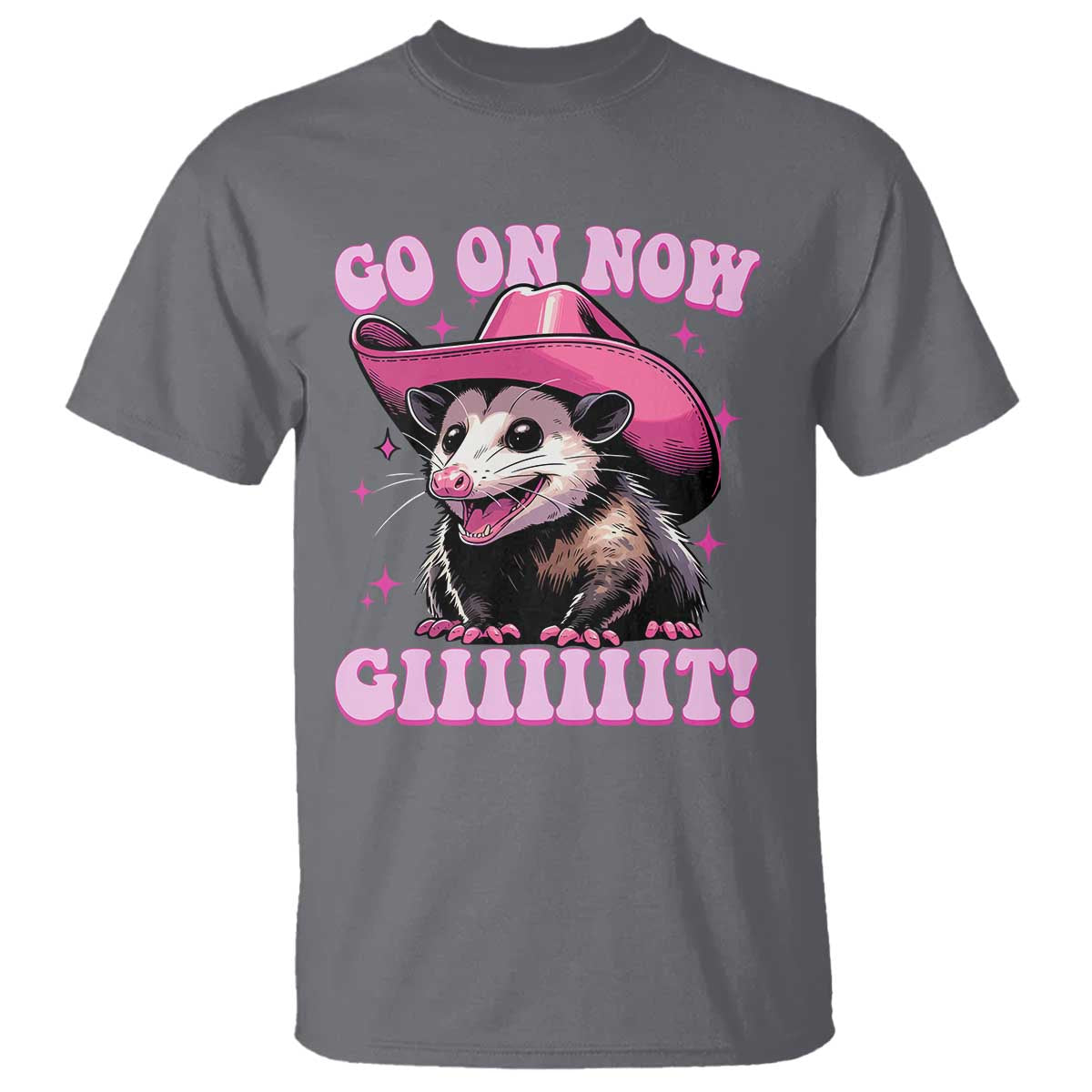Cowboy Opossum Go On Now Git T Shirt Funny Possum Pink Cowgirl Hat Western Wild West - Wonder Print Shop