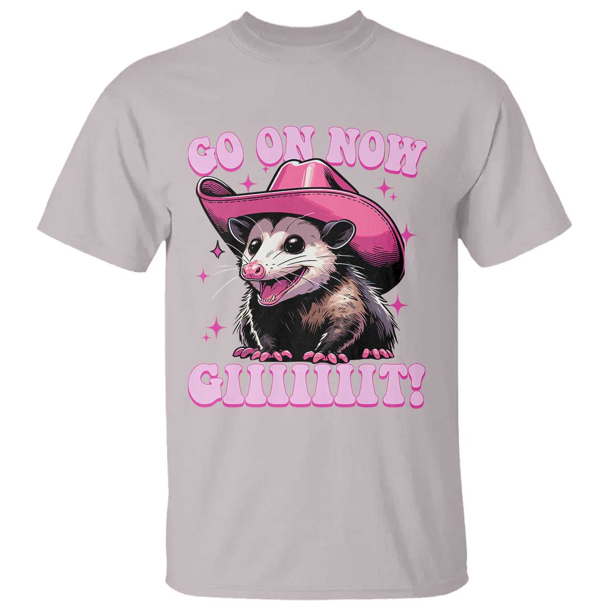 Cowboy Opossum Go On Now Git T Shirt Funny Possum Pink Cowgirl Hat Western Wild West - Wonder Print Shop