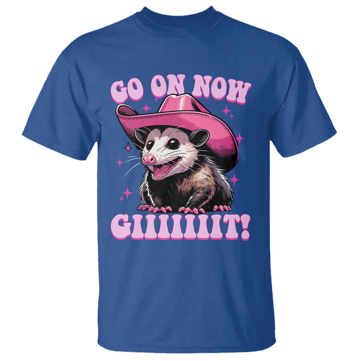 Cowboy Opossum Go On Now Git T Shirt Funny Possum Pink Cowgirl Hat Western Wild West - Wonder Print Shop