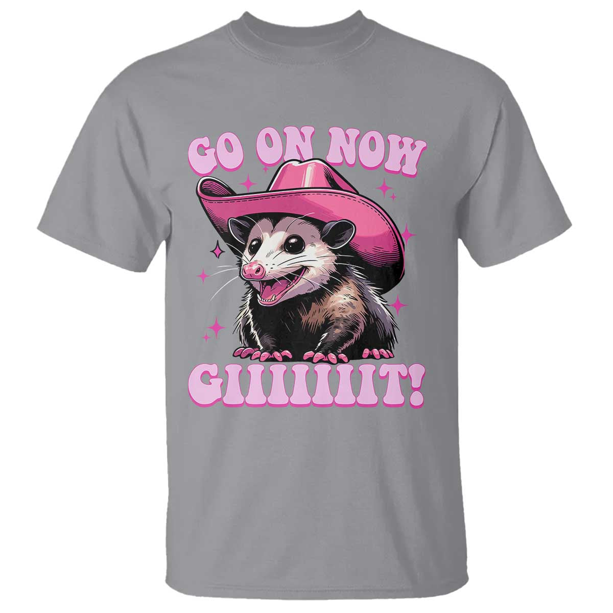 Cowboy Opossum Go On Now Git T Shirt Funny Possum Pink Cowgirl Hat Western Wild West - Wonder Print Shop