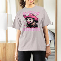 Cowboy Opossum Go On Now Git T Shirt For Women Funny Possum Pink Cowgirl Hat Western Wild West - Wonder Print Shop
