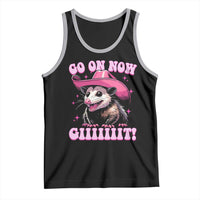 Cowboy Opossum Go On Now Git Tank Top Funny Possum Pink Cowgirl Hat Western Wild West - Wonder Print Shop