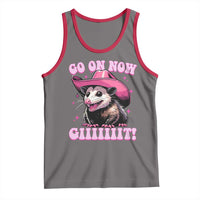 Cowboy Opossum Go On Now Git Tank Top Funny Possum Pink Cowgirl Hat Western Wild West - Wonder Print Shop