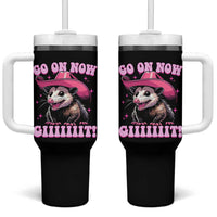 Cowboy Opossum Go On Now Git Tumbler With Handle Funny Possum Pink Cowgirl Hat Western Wild West - Wonder Print Shop