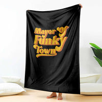 Retro Mayor of Funky Town Throw Blanket Funny Vintage 70s Disco Party