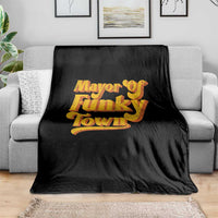 Retro Mayor of Funky Town Throw Blanket Funny Vintage 70s Disco Party