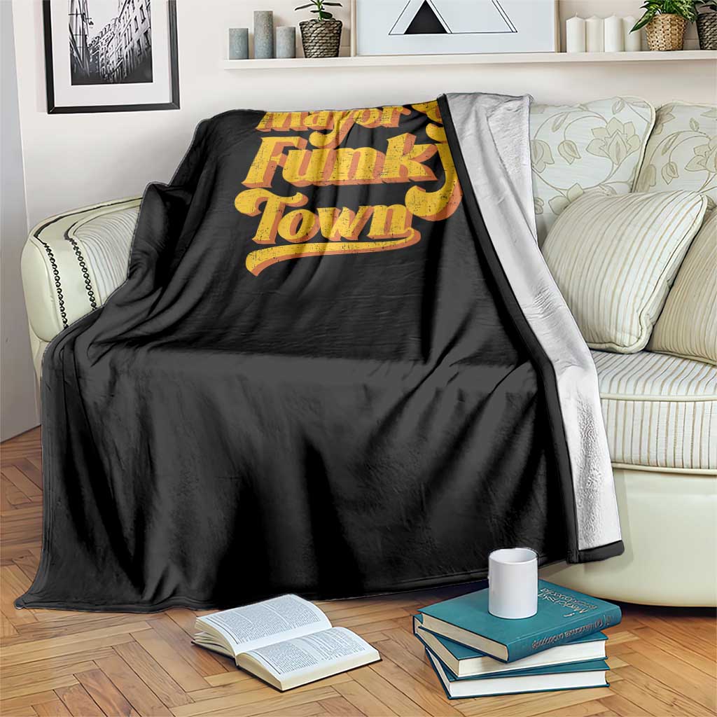 Retro Mayor of Funky Town Throw Blanket Funny Vintage 70s Disco Party