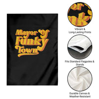 Retro Mayor of Funky Town Garden Flag Funny Vintage 70s Disco Party