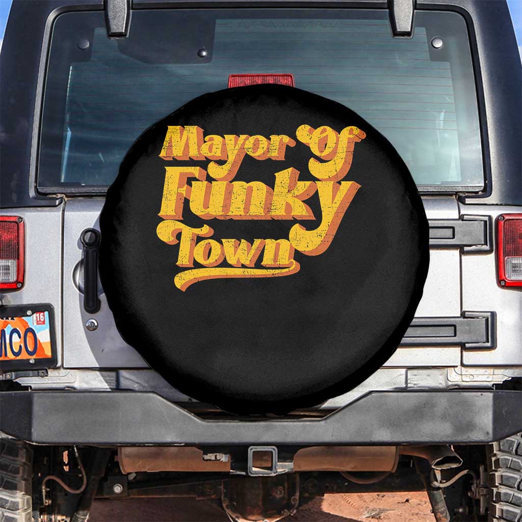 Retro Mayor of Funky Town Spare Tire Cover Funny Vintage 70s Disco Party