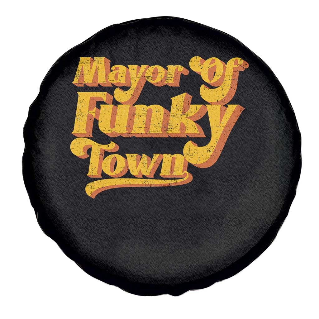 Retro Mayor of Funky Town Spare Tire Cover Funny Vintage 70s Disco Party