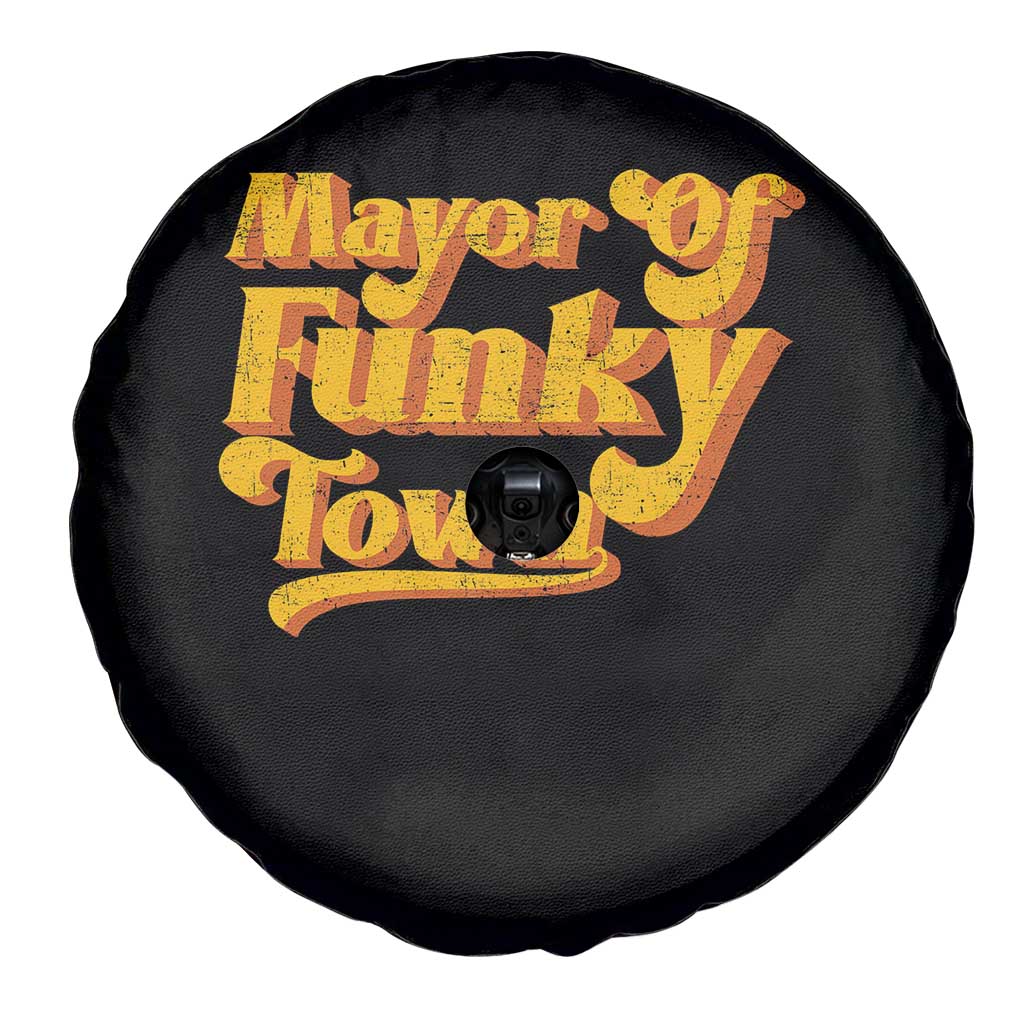 Retro Mayor of Funky Town Spare Tire Cover Funny Vintage 70s Disco Party