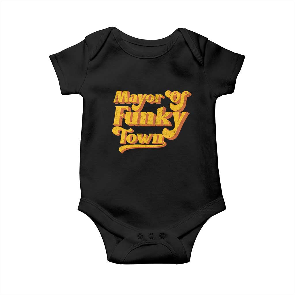 Retro Mayor of Funky Town Baby Onesie Funny Vintage 70s Disco Party