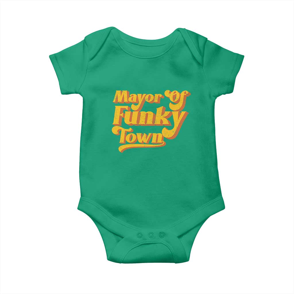Retro Mayor of Funky Town Baby Onesie Funny Vintage 70s Disco Party