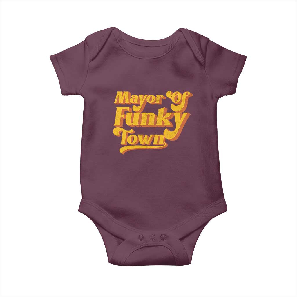 Retro Mayor of Funky Town Baby Onesie Funny Vintage 70s Disco Party
