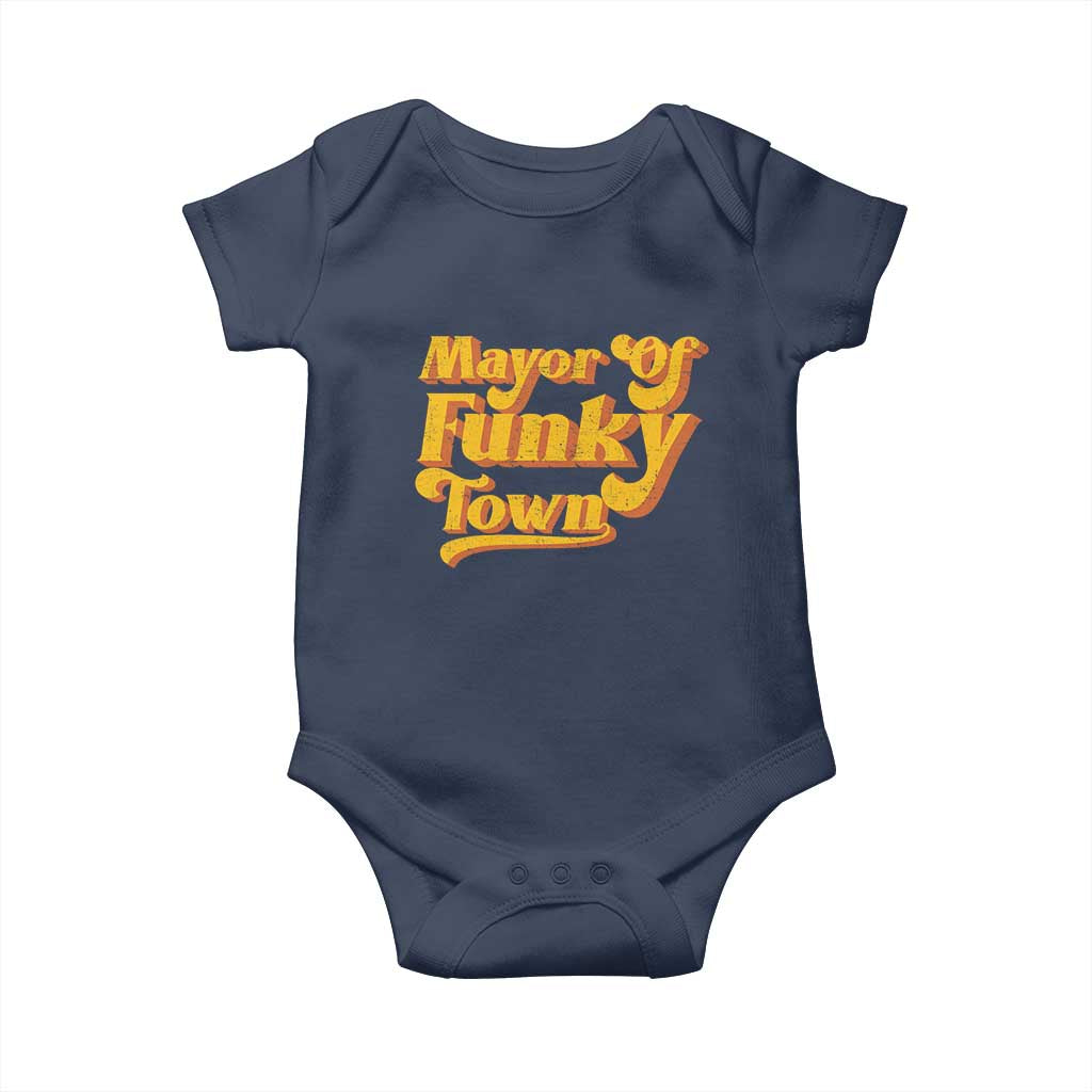 Retro Mayor of Funky Town Baby Onesie Funny Vintage 70s Disco Party