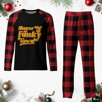 Retro Mayor of Funky Town Plaid Pajama Set Funny Vintage 70s Disco Party