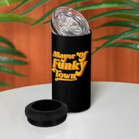 Retro Mayor of Funky Town 4 in 1 Can Cooler Tumbler Funny Vintage 70s Disco Party
