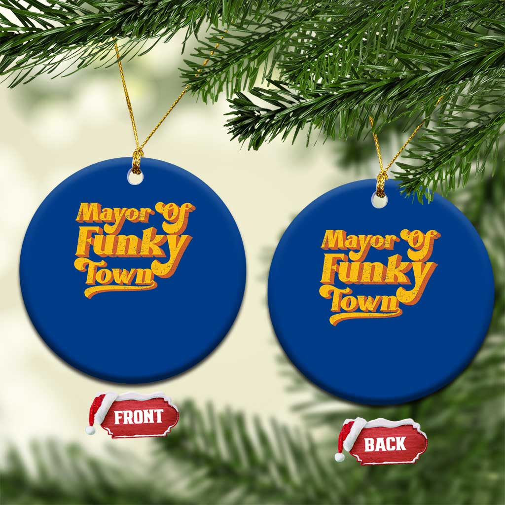Retro Mayor of Funky Town Ceramic Ornament Funny Vintage 70s Disco Party