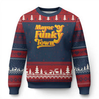 Retro Mayor of Funky Town Ugly Christmas Sweater Funny Vintage 70s Disco Party