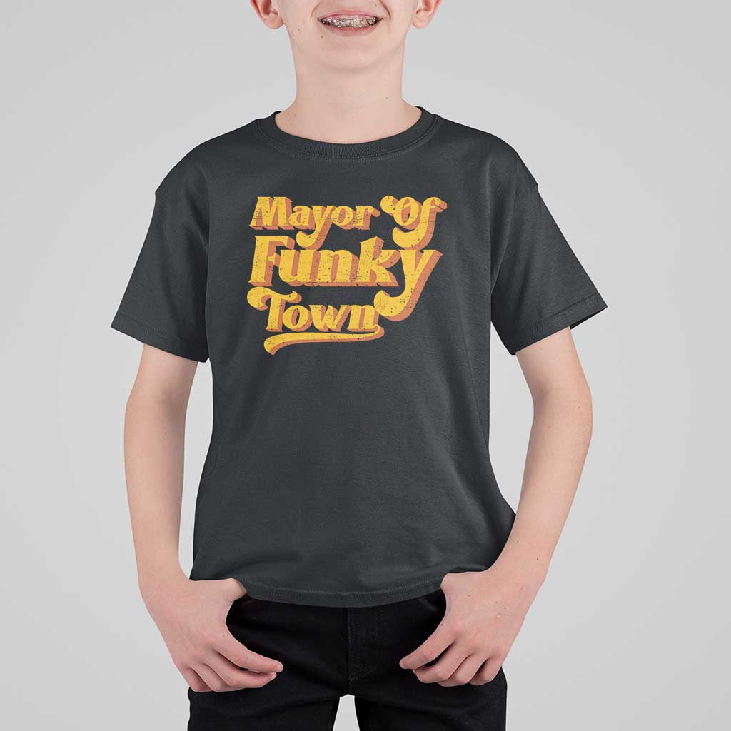 Retro Mayor of Funky Town T Shirt For Kid Funny Vintage 70s Disco Party