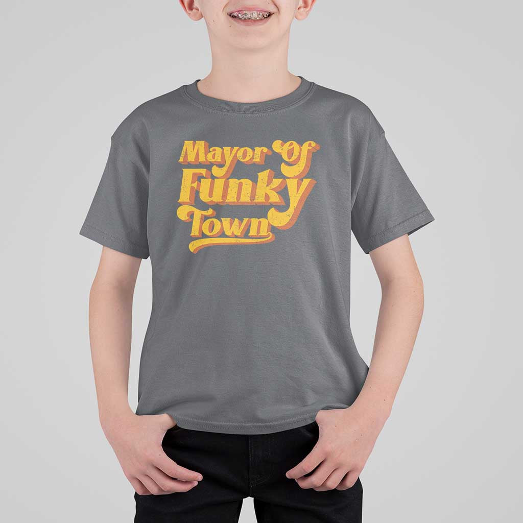 Retro Mayor of Funky Town T Shirt For Kid Funny Vintage 70s Disco Party