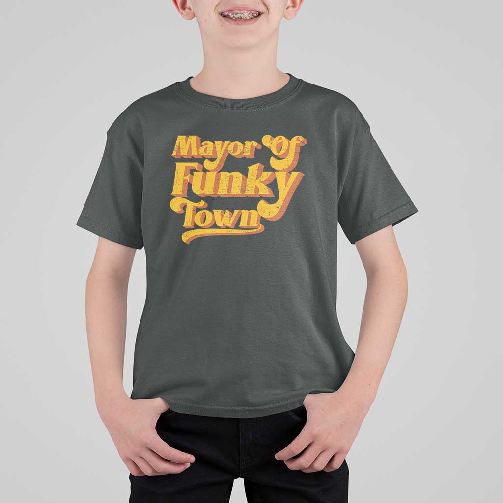 Retro Mayor of Funky Town T Shirt For Kid Funny Vintage 70s Disco Party