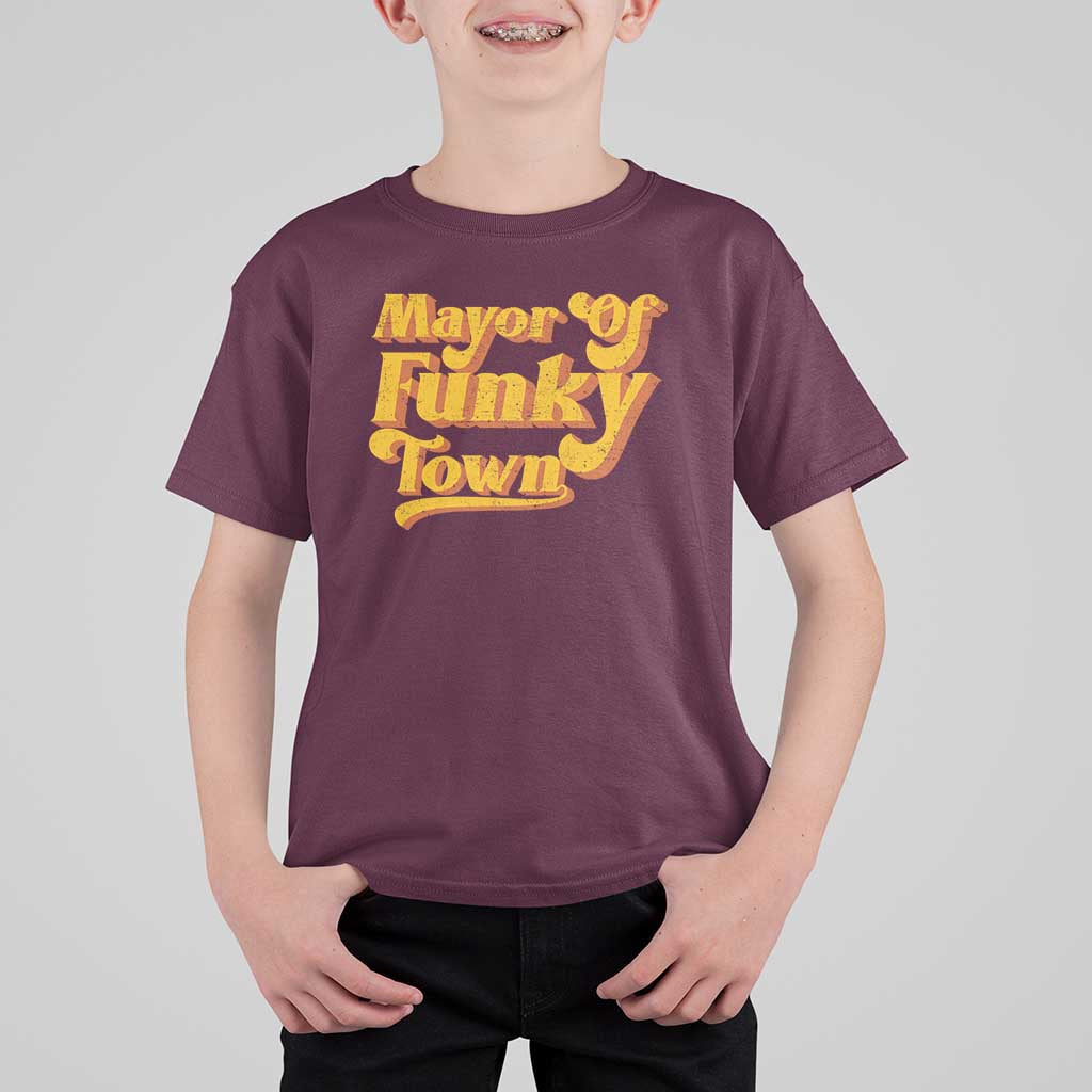 Retro Mayor of Funky Town T Shirt For Kid Funny Vintage 70s Disco Party