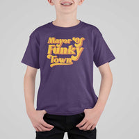 Retro Mayor of Funky Town T Shirt For Kid Funny Vintage 70s Disco Party