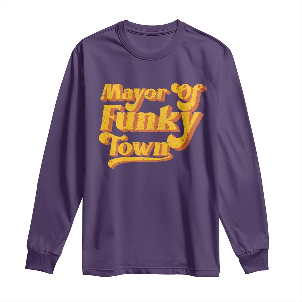 Retro Mayor of Funky Town Long Sleeve Shirt Funny Vintage 70s Disco Party