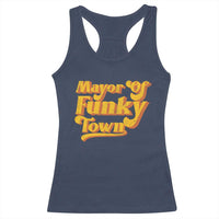 Retro Mayor of Funky Town Racerback Tank Top Funny Vintage 70s Disco Party