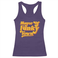 Retro Mayor of Funky Town Racerback Tank Top Funny Vintage 70s Disco Party