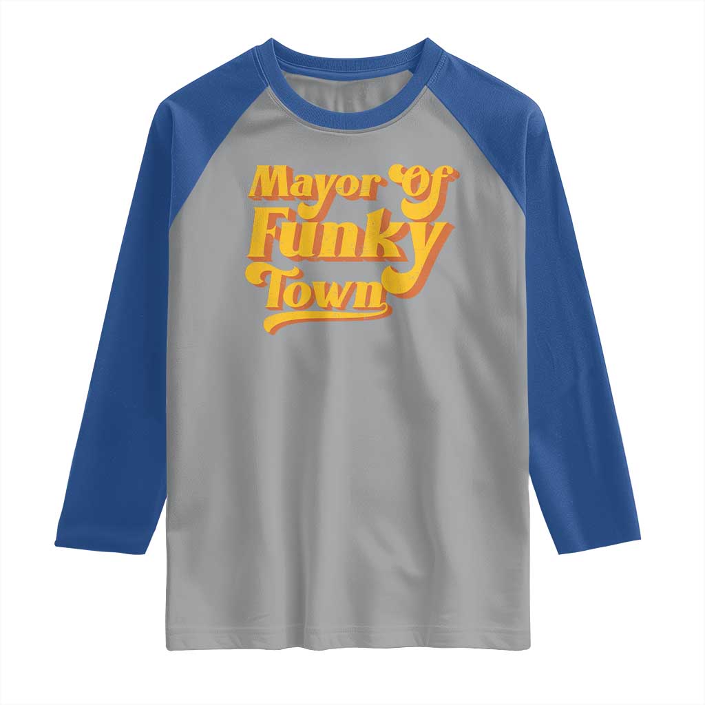 Retro Mayor of Funky Town Raglan Shirt Funny Vintage 70s Disco Party