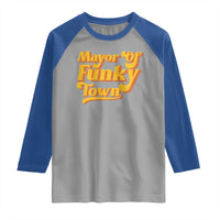 Retro Mayor of Funky Town Raglan Shirt Funny Vintage 70s Disco Party