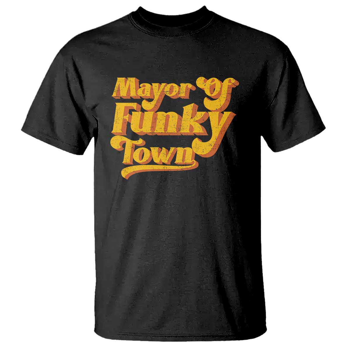 Retro Mayor of Funky Town T Shirt Funny Vintage 70s Disco Party