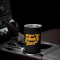 Retro Mayor of Funky Town Tumbler Cup Funny Vintage 70s Disco Party