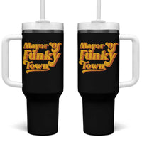 Retro Mayor of Funky Town Tumbler With Handle Funny Vintage 70s Disco Party