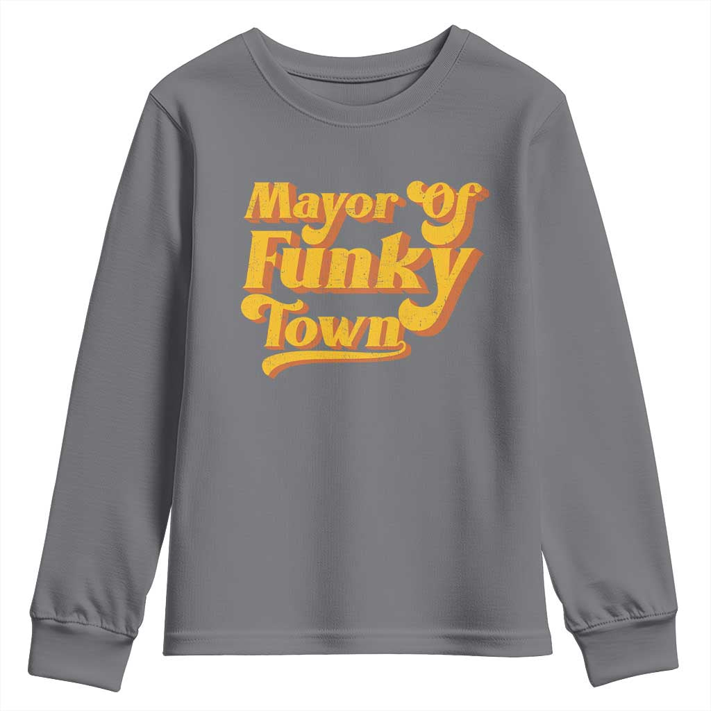 Retro Mayor of Funky Town Youth Sweatshirt Funny Vintage 70s Disco Party