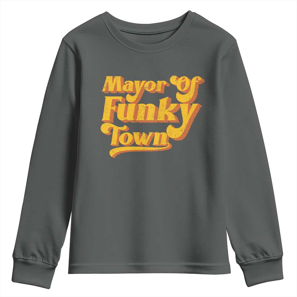 Retro Mayor of Funky Town Youth Sweatshirt Funny Vintage 70s Disco Party