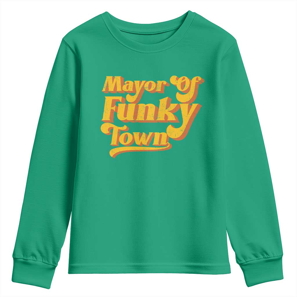 Retro Mayor of Funky Town Youth Sweatshirt Funny Vintage 70s Disco Party