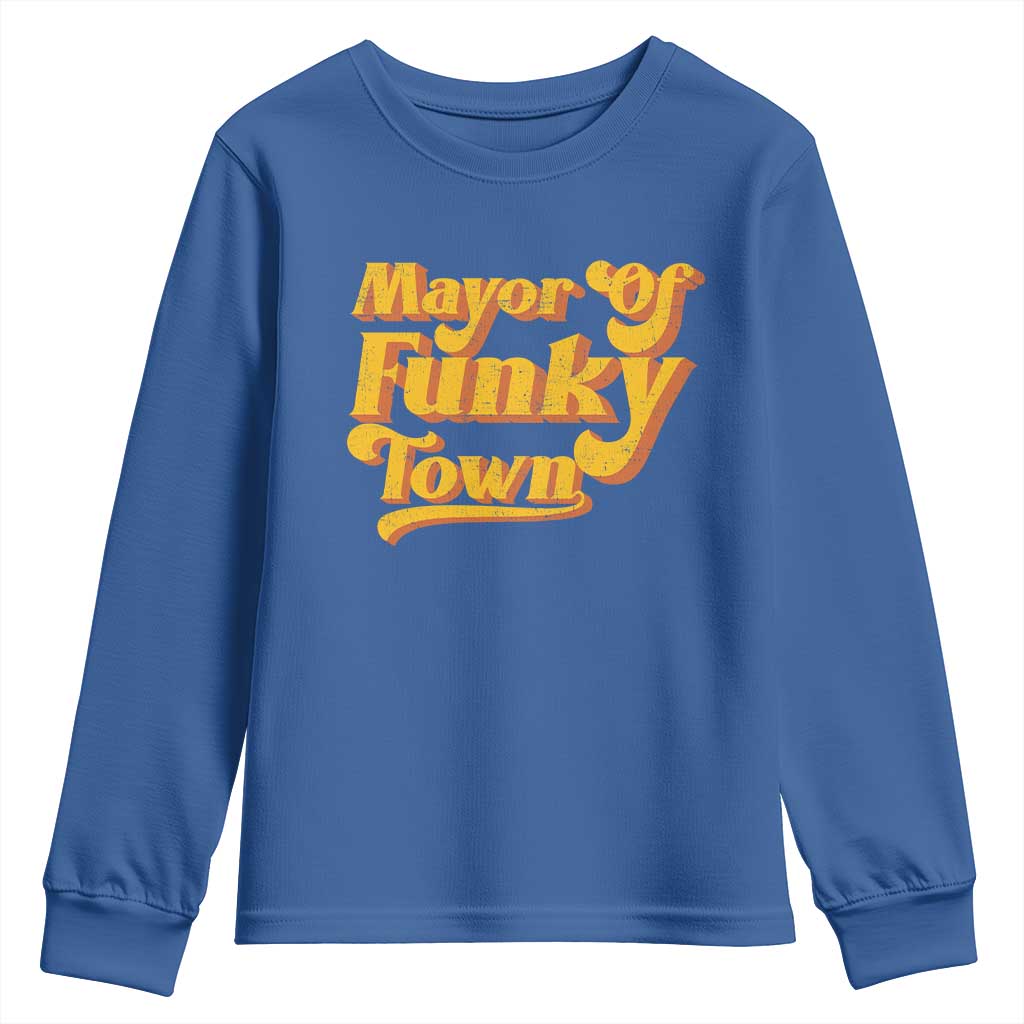 Retro Mayor of Funky Town Youth Sweatshirt Funny Vintage 70s Disco Party