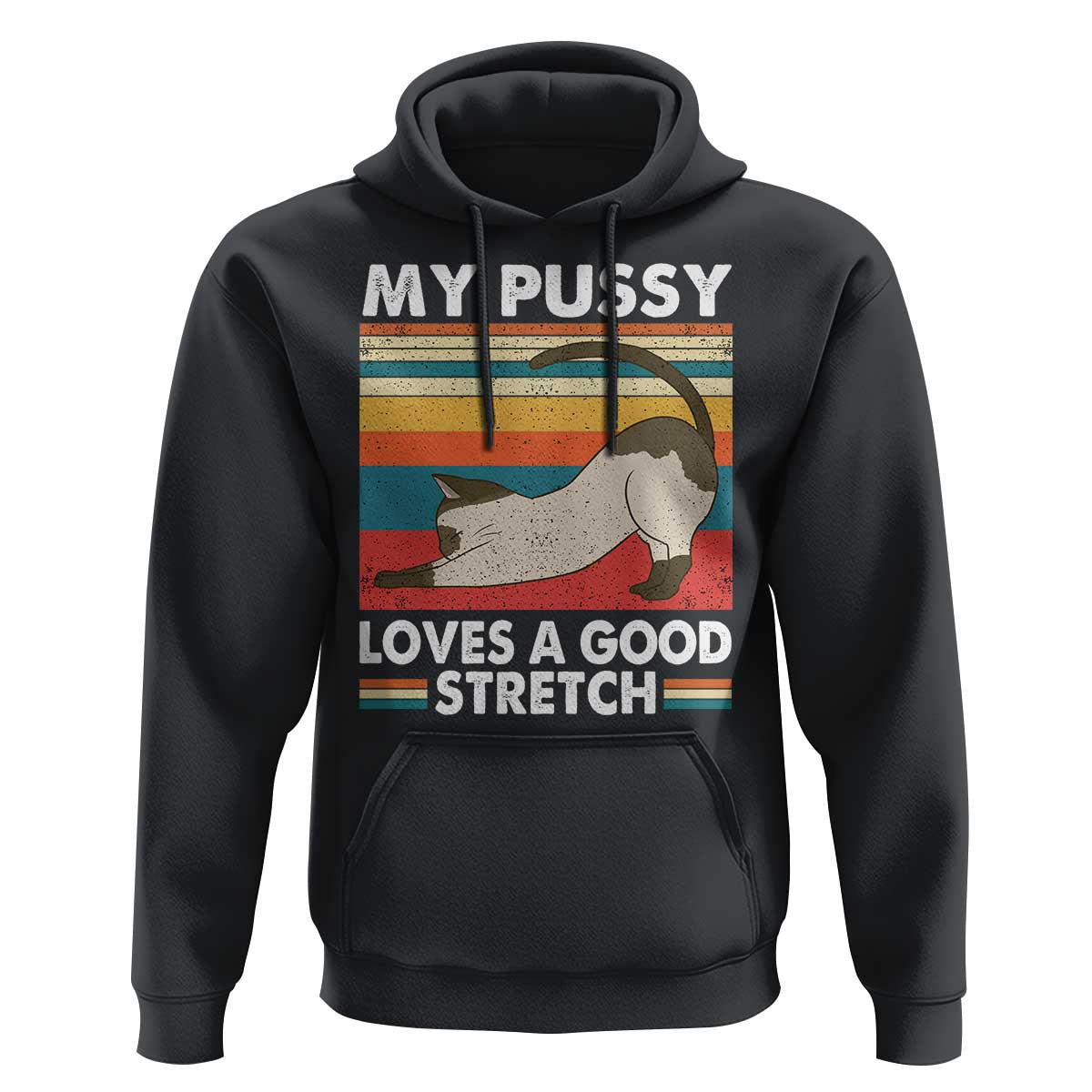 My Pussy Loves A Good Stretch Hoodie Funny Humor Saying Cat Vintage - Wonder Print Shop