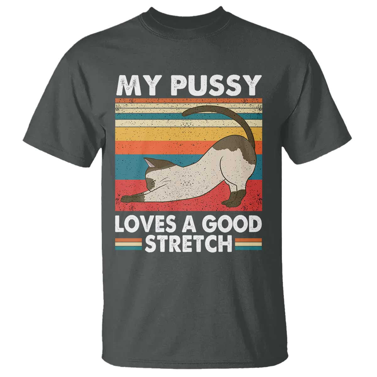 My Pussy Loves A Good Stretch T Shirt Funny Humor Saying Cat Vintage - Wonder Print Shop