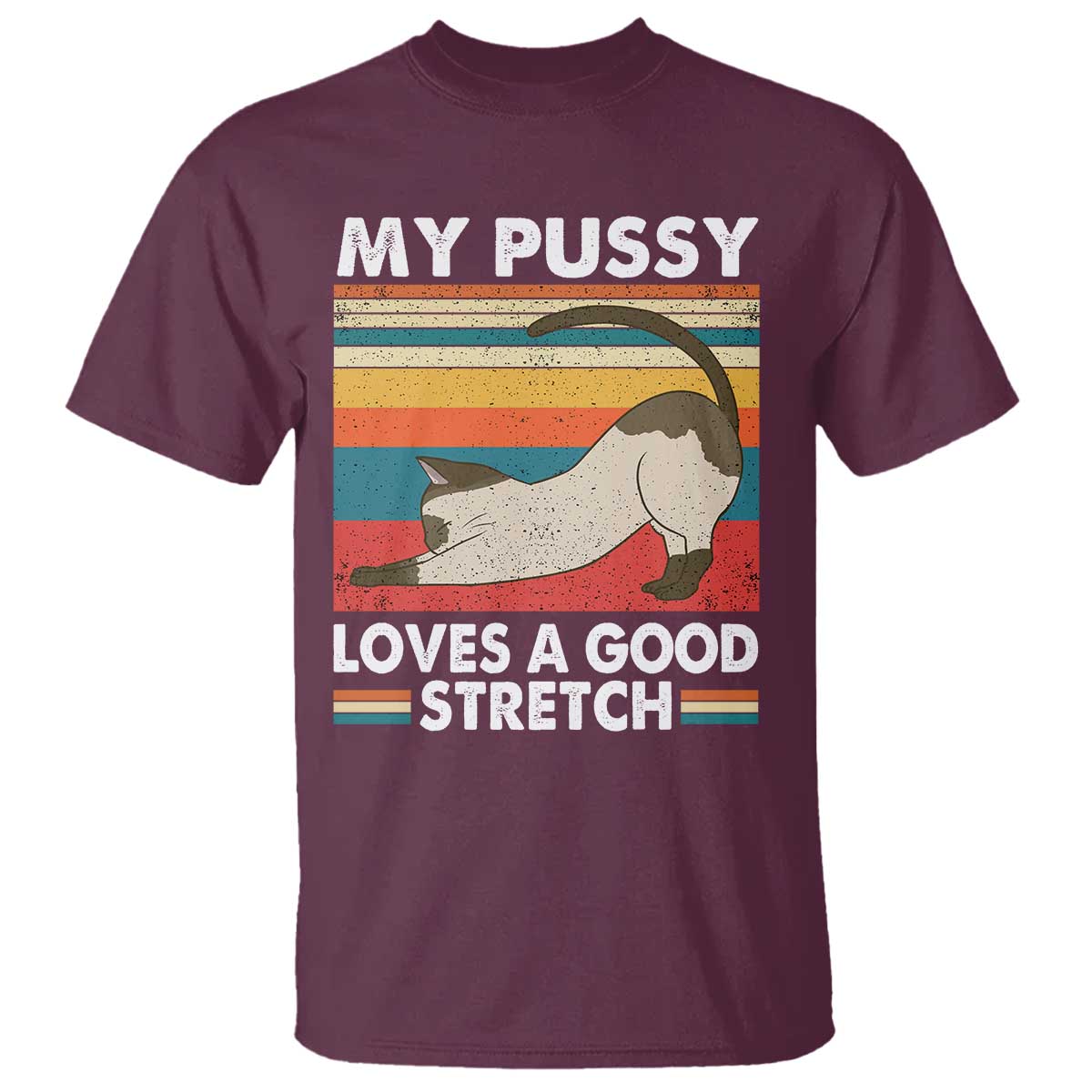 My Pussy Loves A Good Stretch T Shirt Funny Humor Saying Cat Vintage - Wonder Print Shop